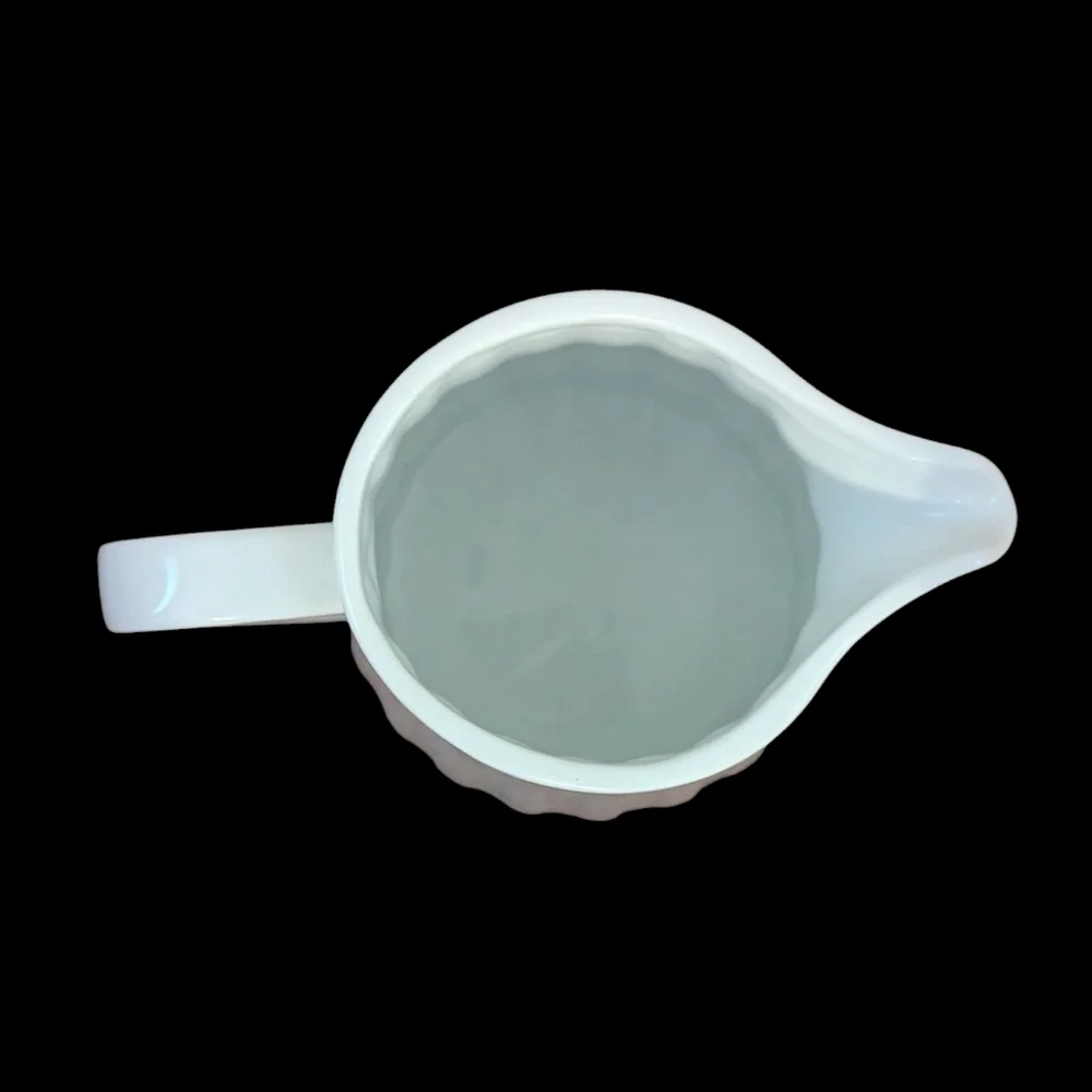 Crate & Barrel, White Ribbed-Side, Ceramic Pitcher